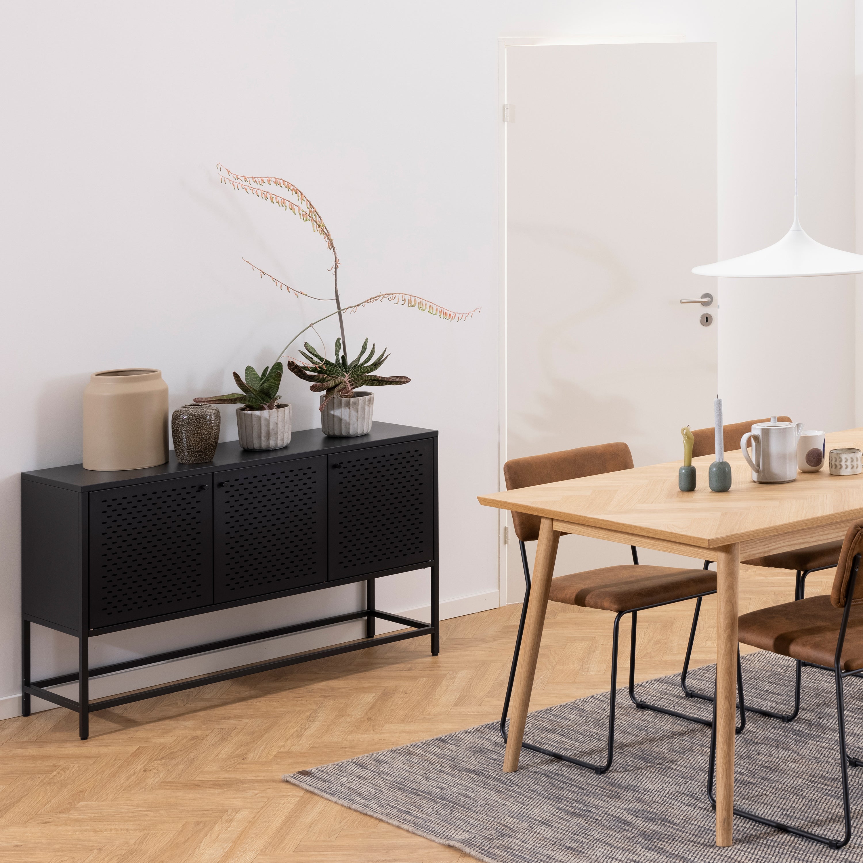 Newcastle 3 Door Raised Sideboard in Matt Black