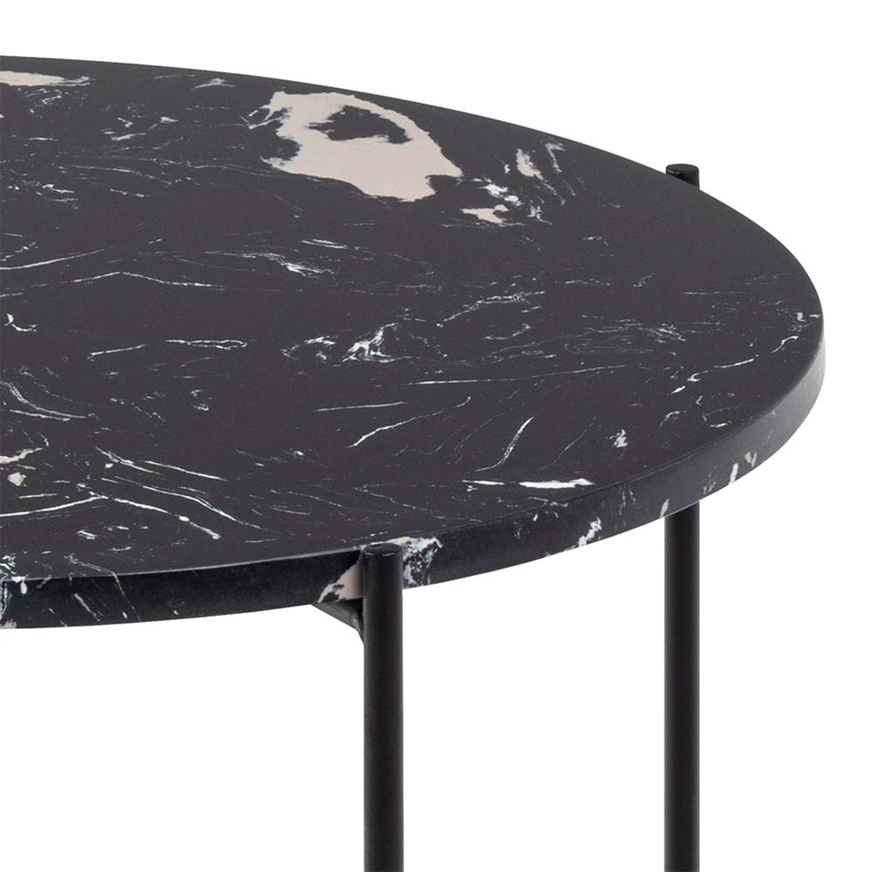 Avila Side Table with Black Polished Marble Stone 52x40cm