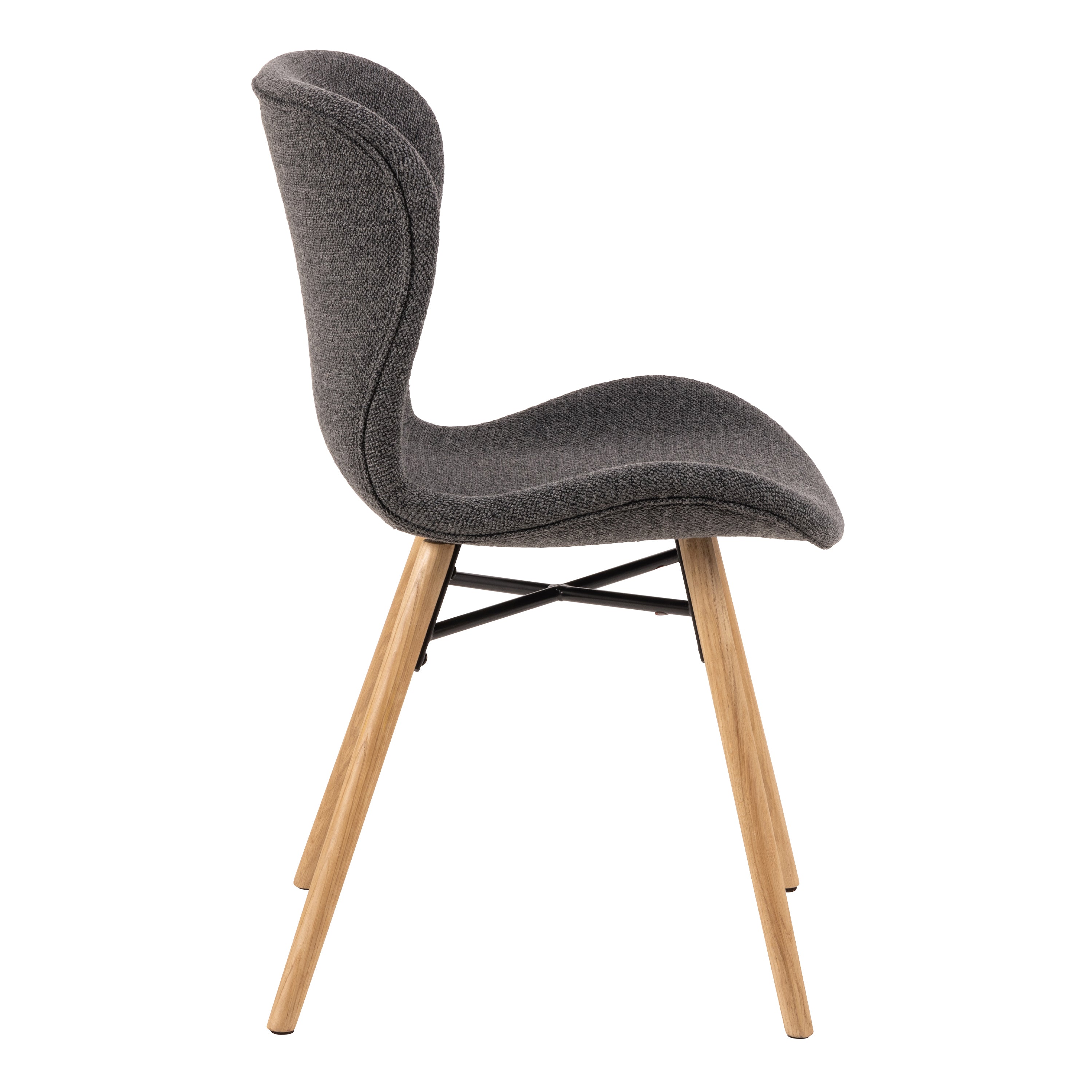 Townsville Round Dining Table in White and Oak Included 4 Batilda Dining Chairs with Grey Fabric and Oak