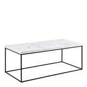 Barossa Coffee Table with White Marble Carrara Top & Black Steel Base 110x55x45cm