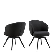 Darlene Dining Chair with Armrest and Swivel Function in Black