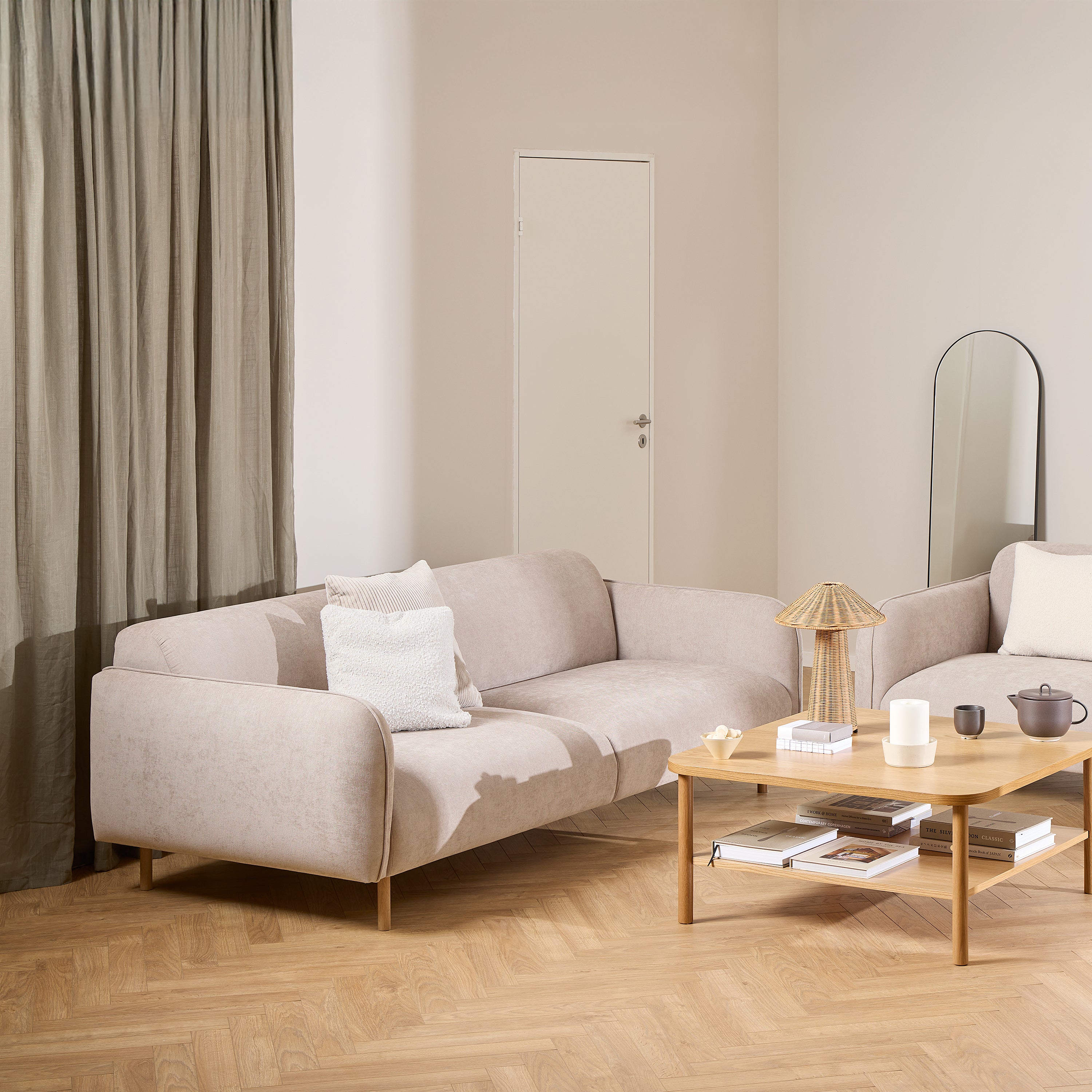 Westham Set of 2 x 2.5 Seater Sofas in Fay Beige Fabric