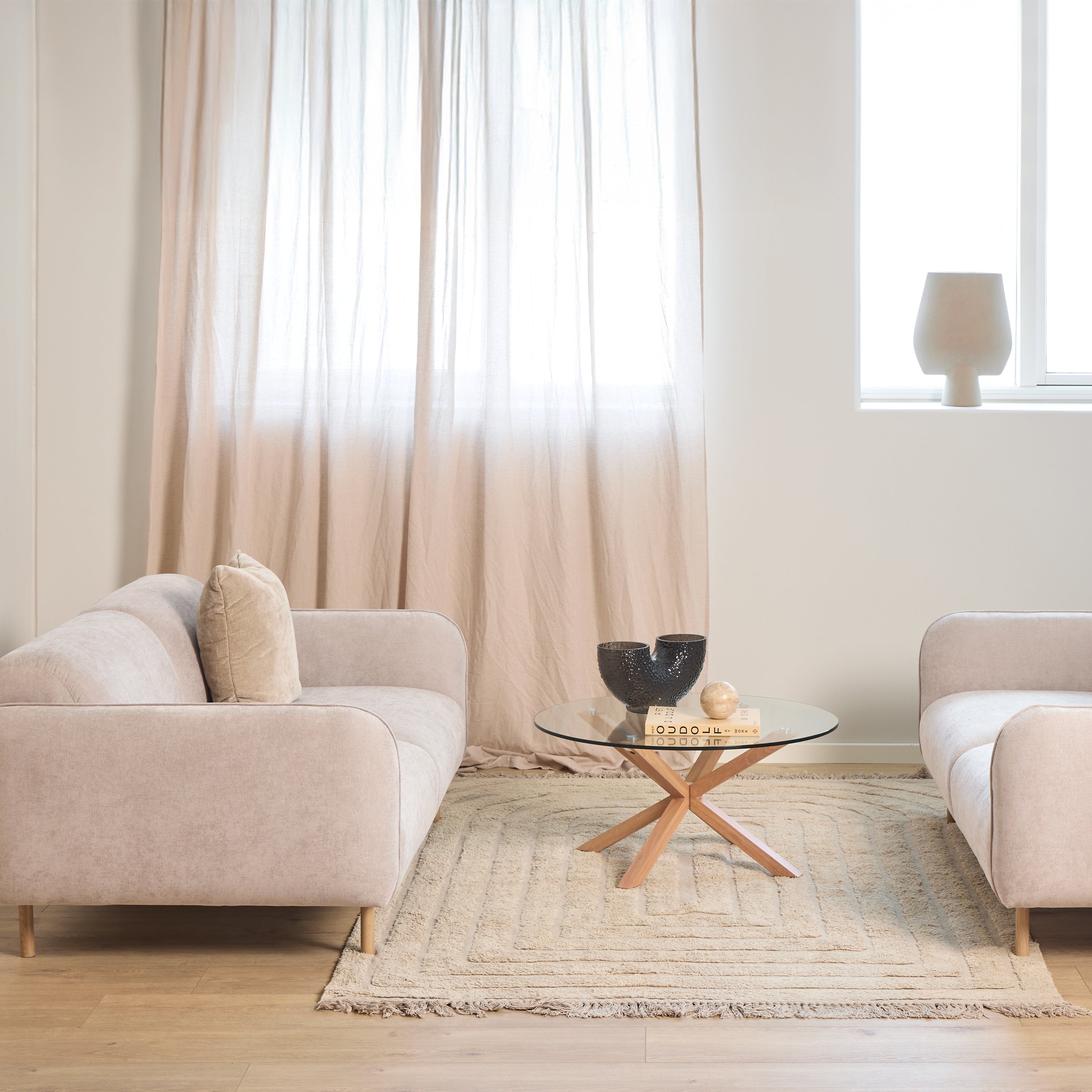 Westham Set of 2 x 2.5 Seater Sofas in Fay Beige Fabric