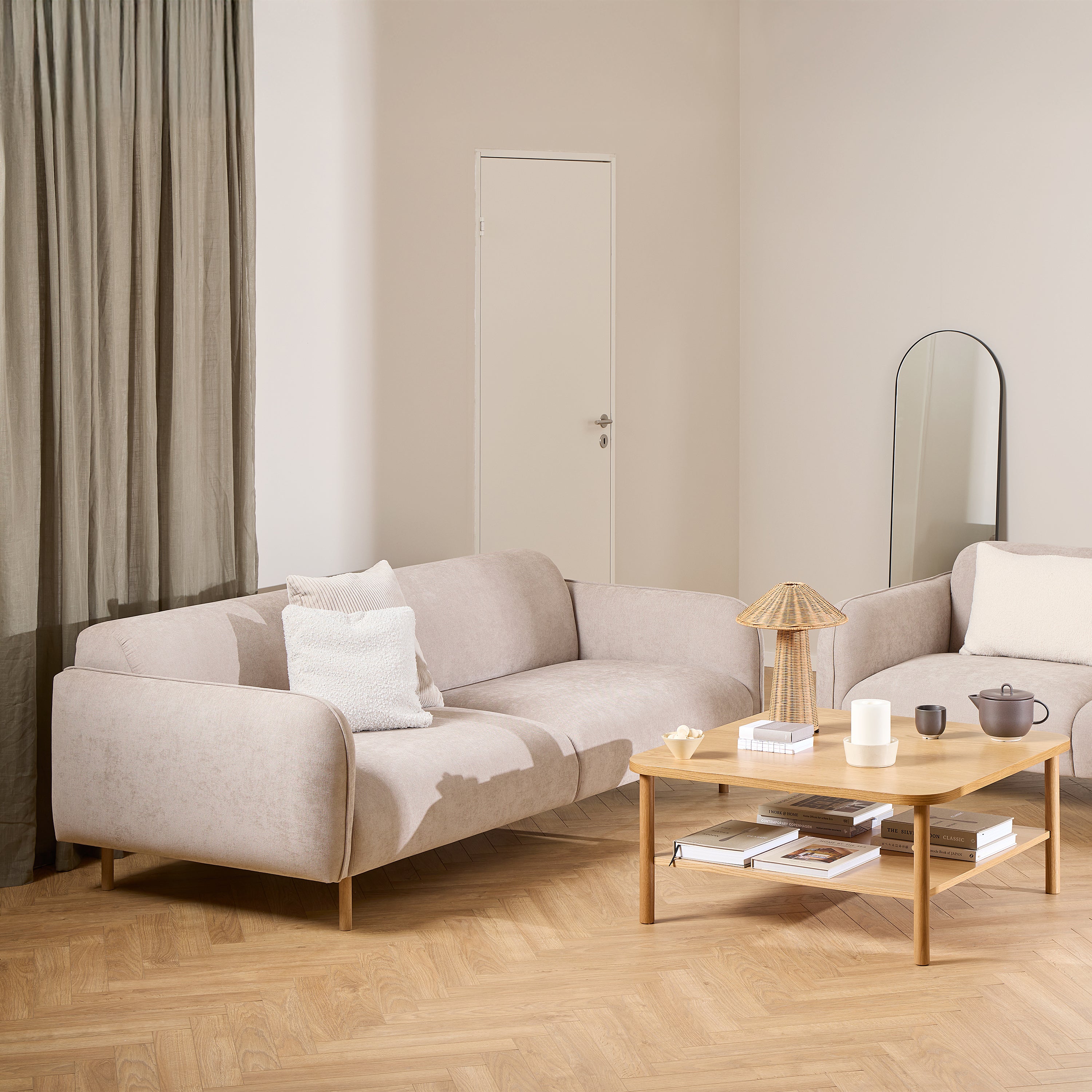 Westham Set of 2 x 3 Seater Sofas in Fay Beige Fabric