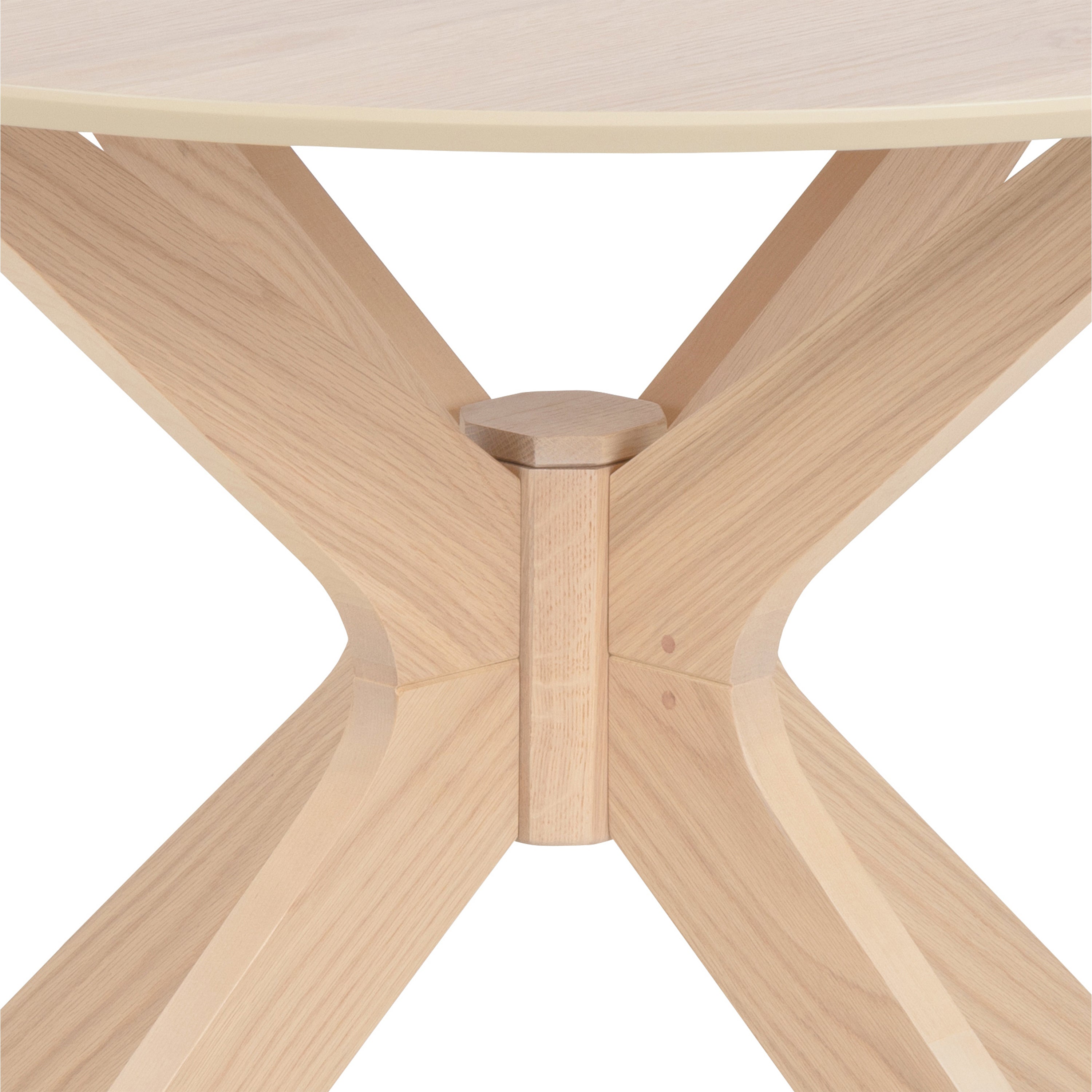 I_Duncan Round Dining Table in White Oak Included 4 Cassandra Dining Chair with Armrest in White Oak