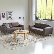 Omaha Set of 2 x 2 Seater Sofas in Basel Light Grey Brown Fabric