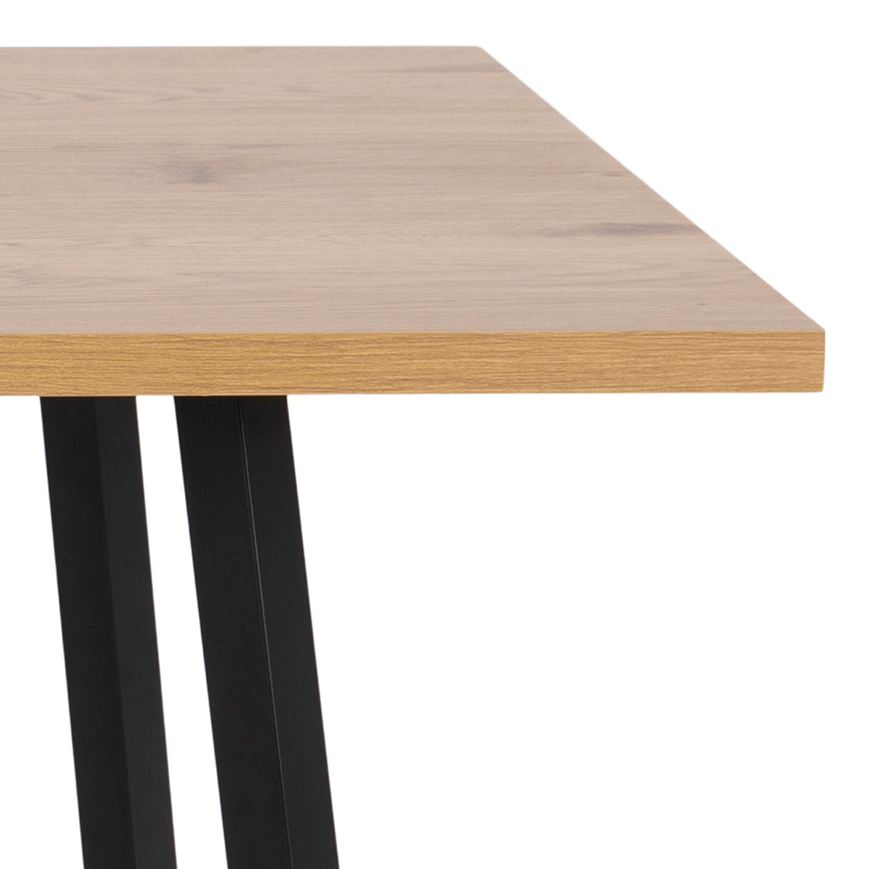Cenny Dining Table in Oak & Black Included 4 Wilma Dining Chair in Light Grey