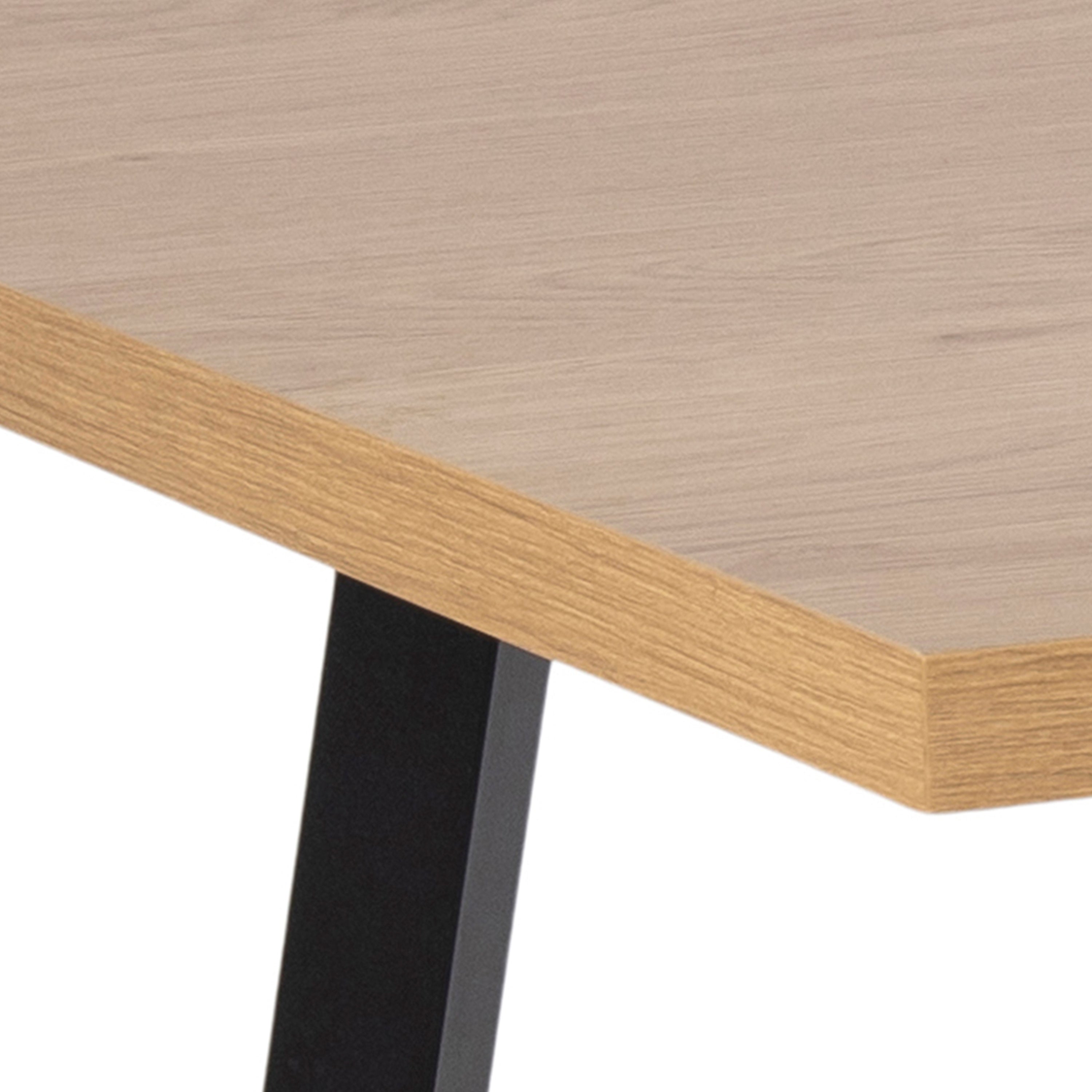 Cenny Dining Table in Oak & Black Included 4 Wilma Dining Chair in Light Grey