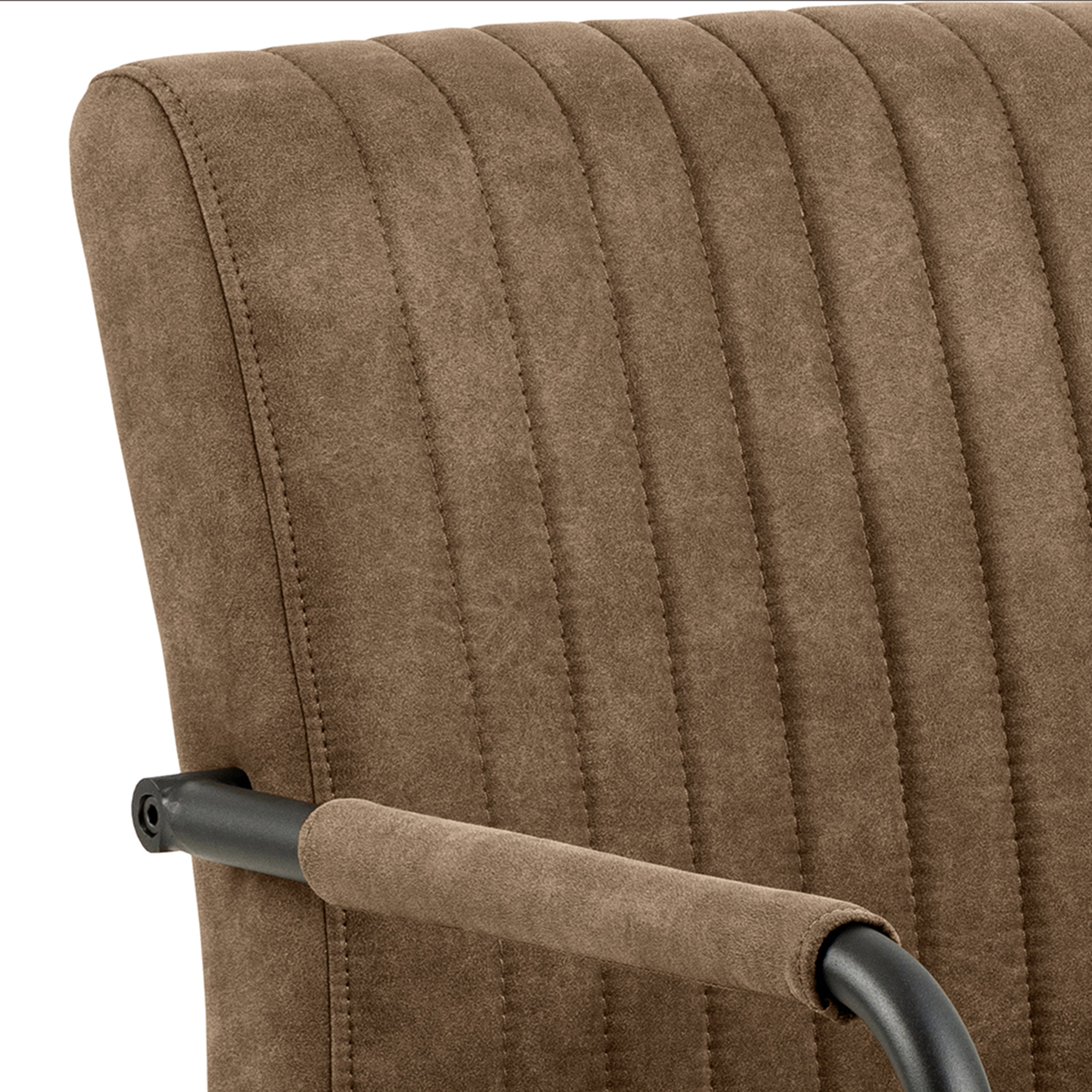 Yale Dining Table in Oak Included 4 Adele Dining Chair in Light Brown Fabric