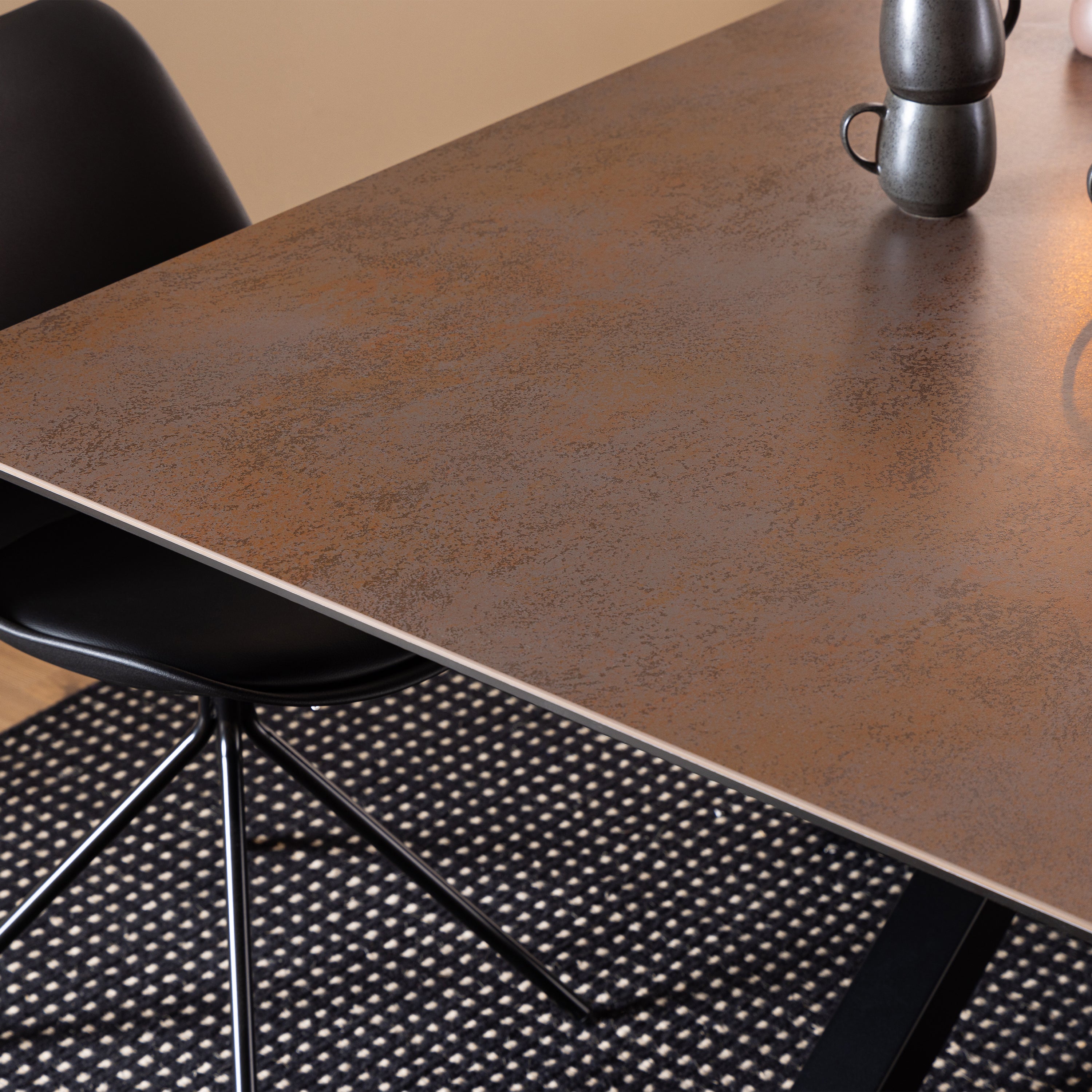 Heaven Dining Table with Ceramic Rusty Brown Top 200cm