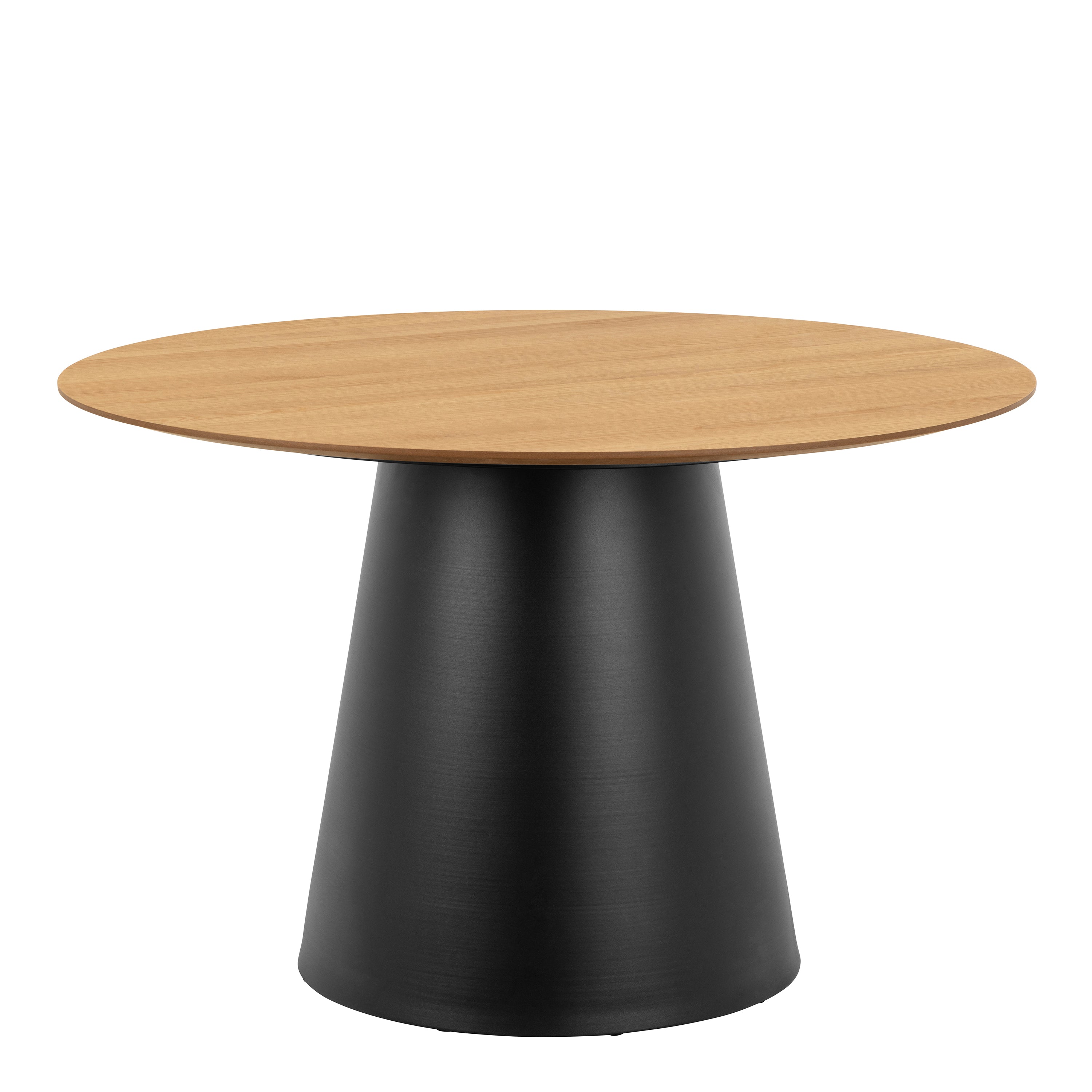 Soli Round Dining Table in Oak/Black 120x75cm Included 4 Darlene Dining Chair with Armrest and Swivel Function in Beige