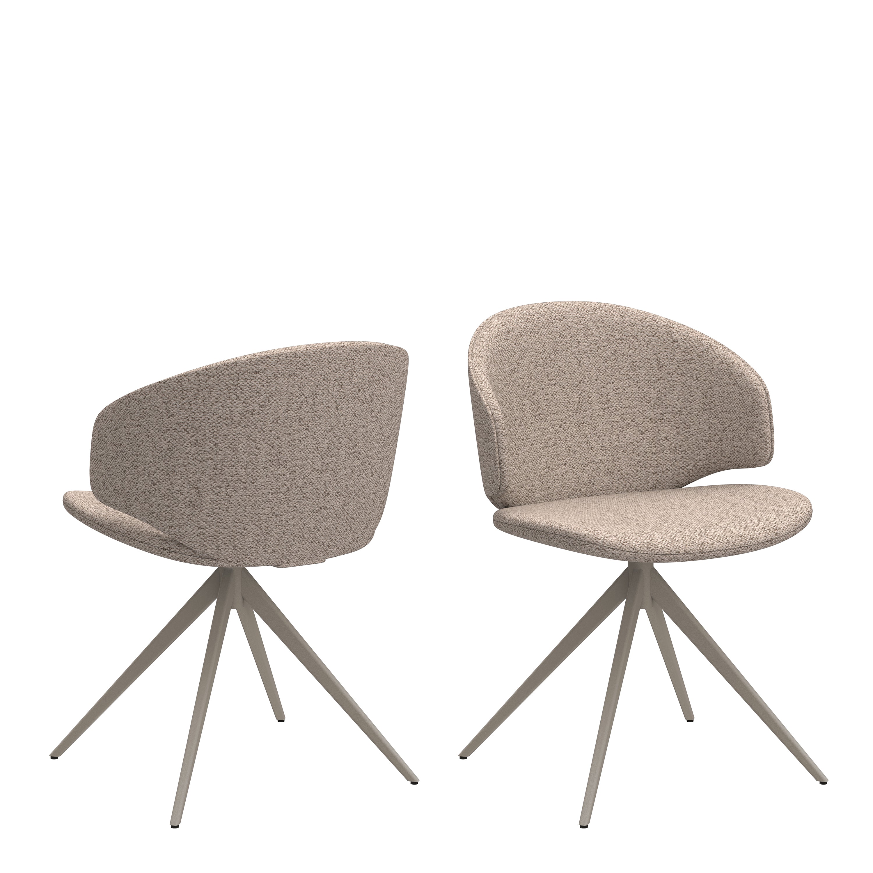 Soli Round Dining Table in Oak/Grey 120x75cm Included 4 Ella Swivel Beige Dining Chair