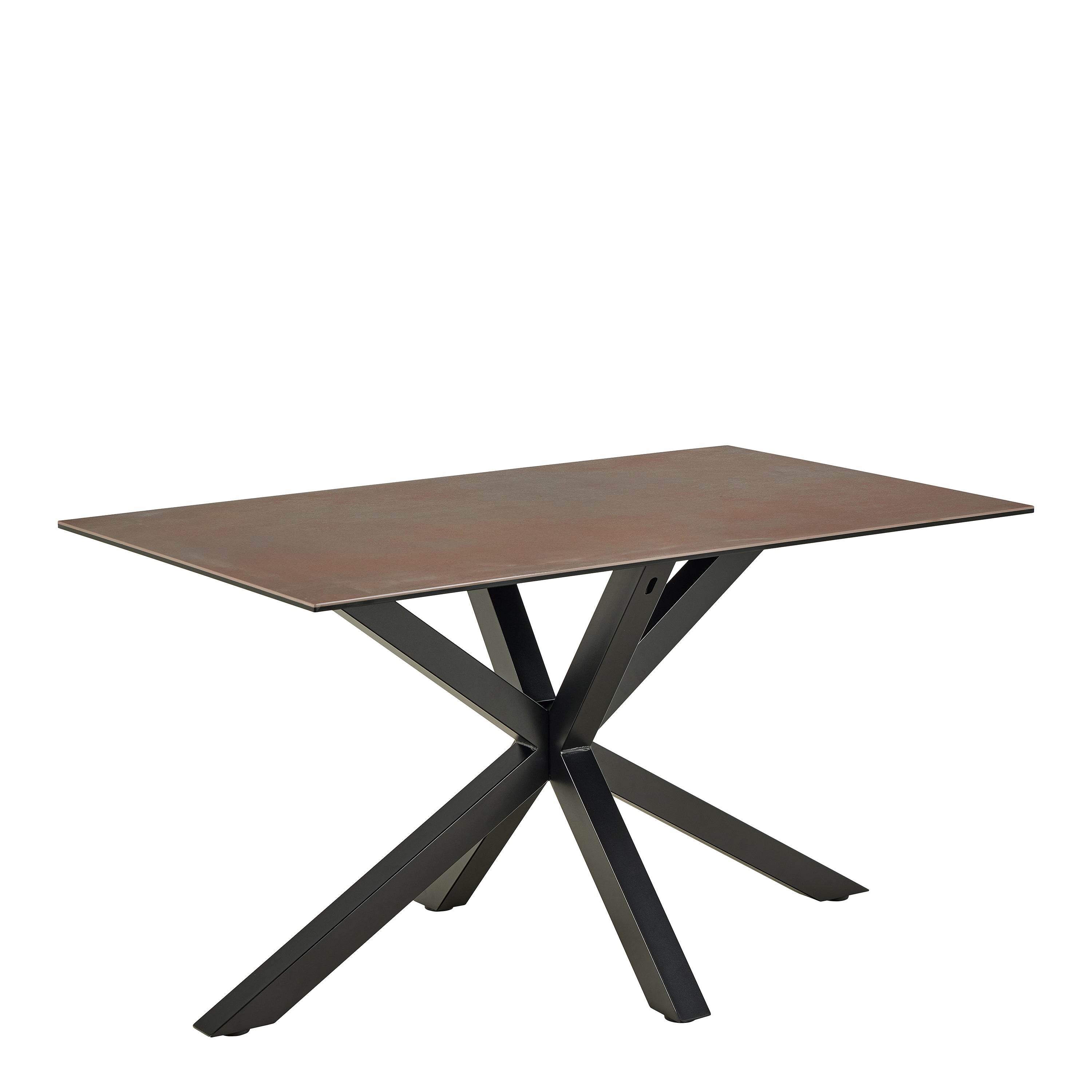 Heaven Dining Table with Ceramic Rusty Brown Top 135cm Included 4 Dean Beige Swivel Dining Chair
