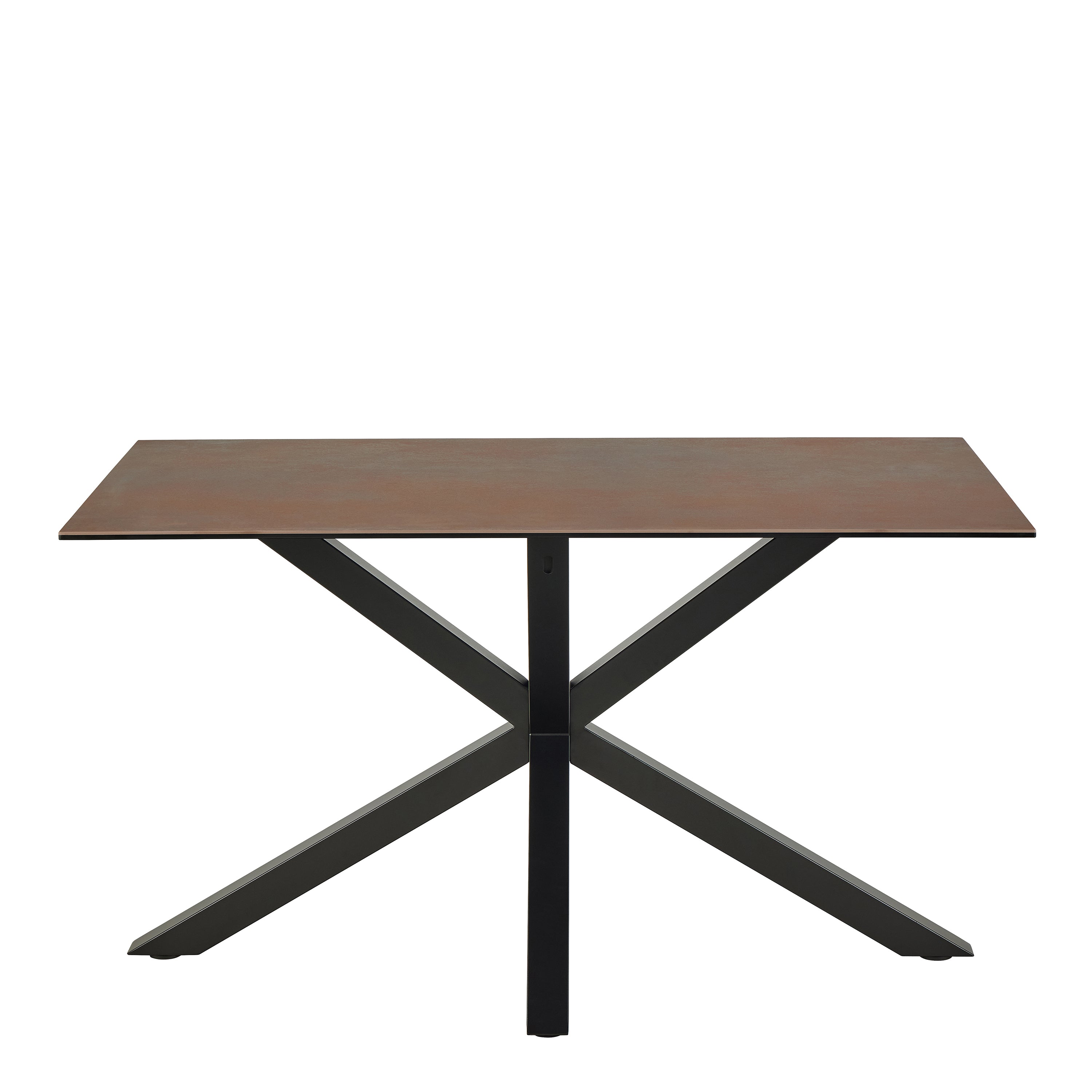Heaven Dining Table with Ceramic Rusty Brown Top 135cm Included 4 Dean Beige Swivel Dining Chair