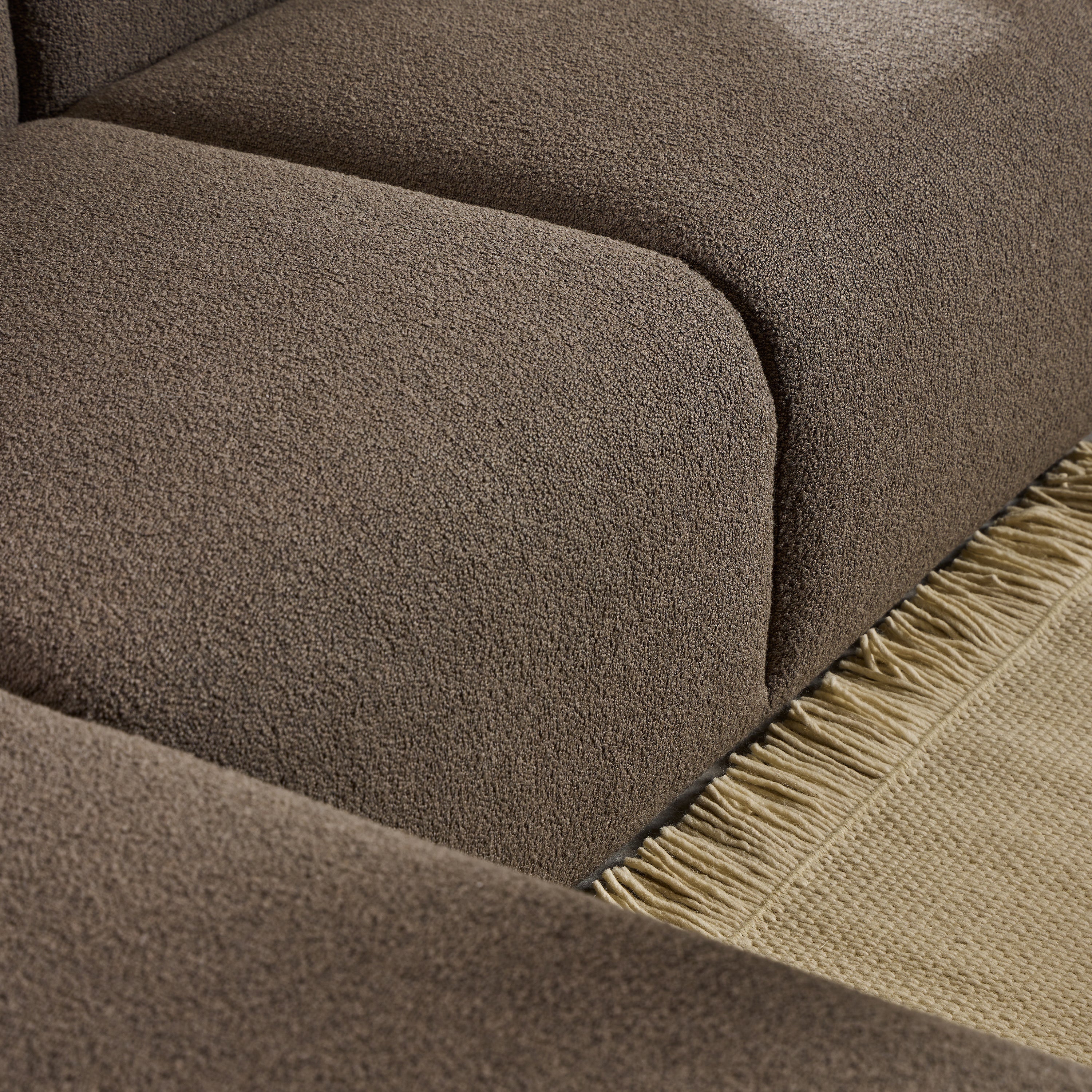 Midfield Left Hand Facing 2 Seater Chaise Longue in Boucle Taupe Fabric
