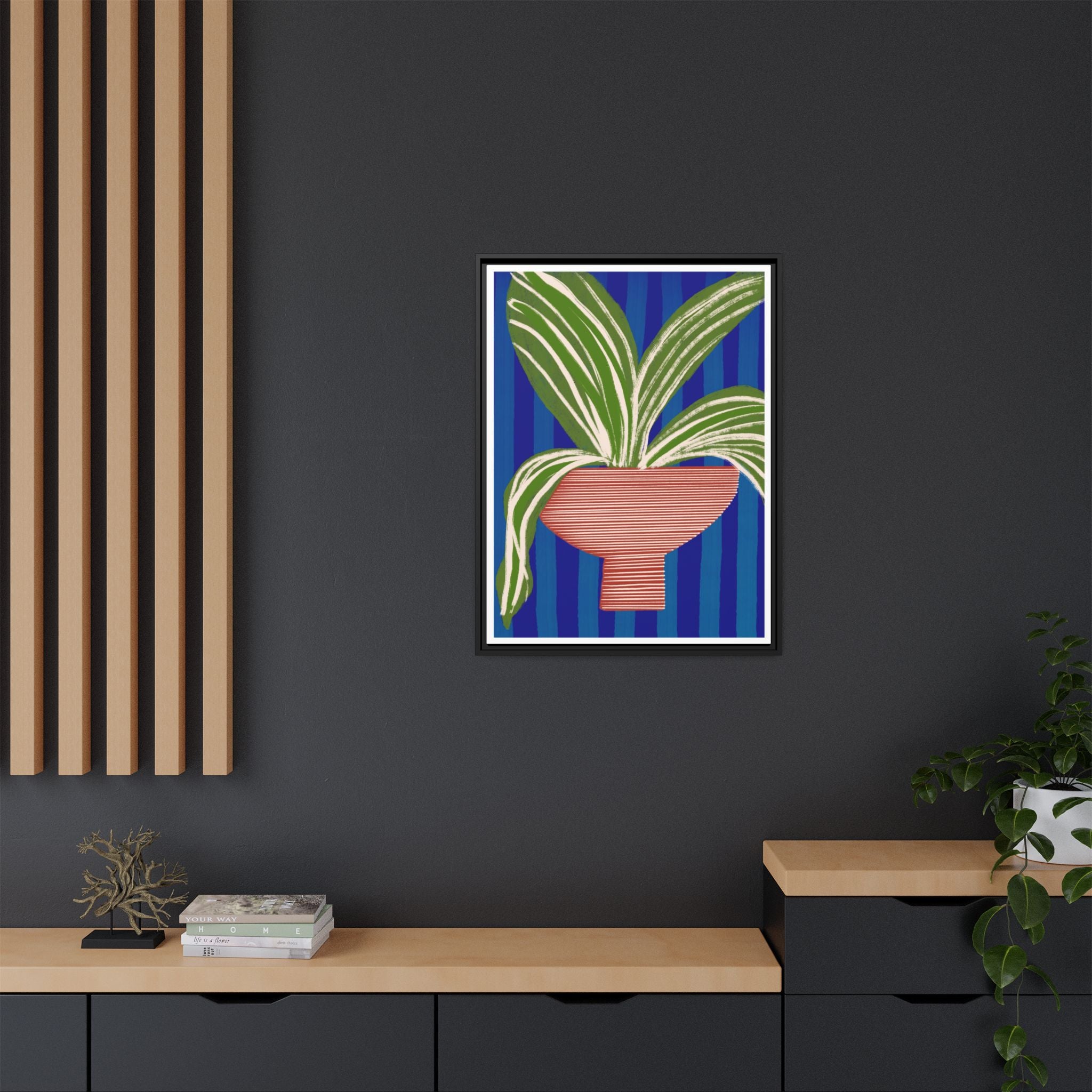 Cobalt Palm Contrast - Framed
