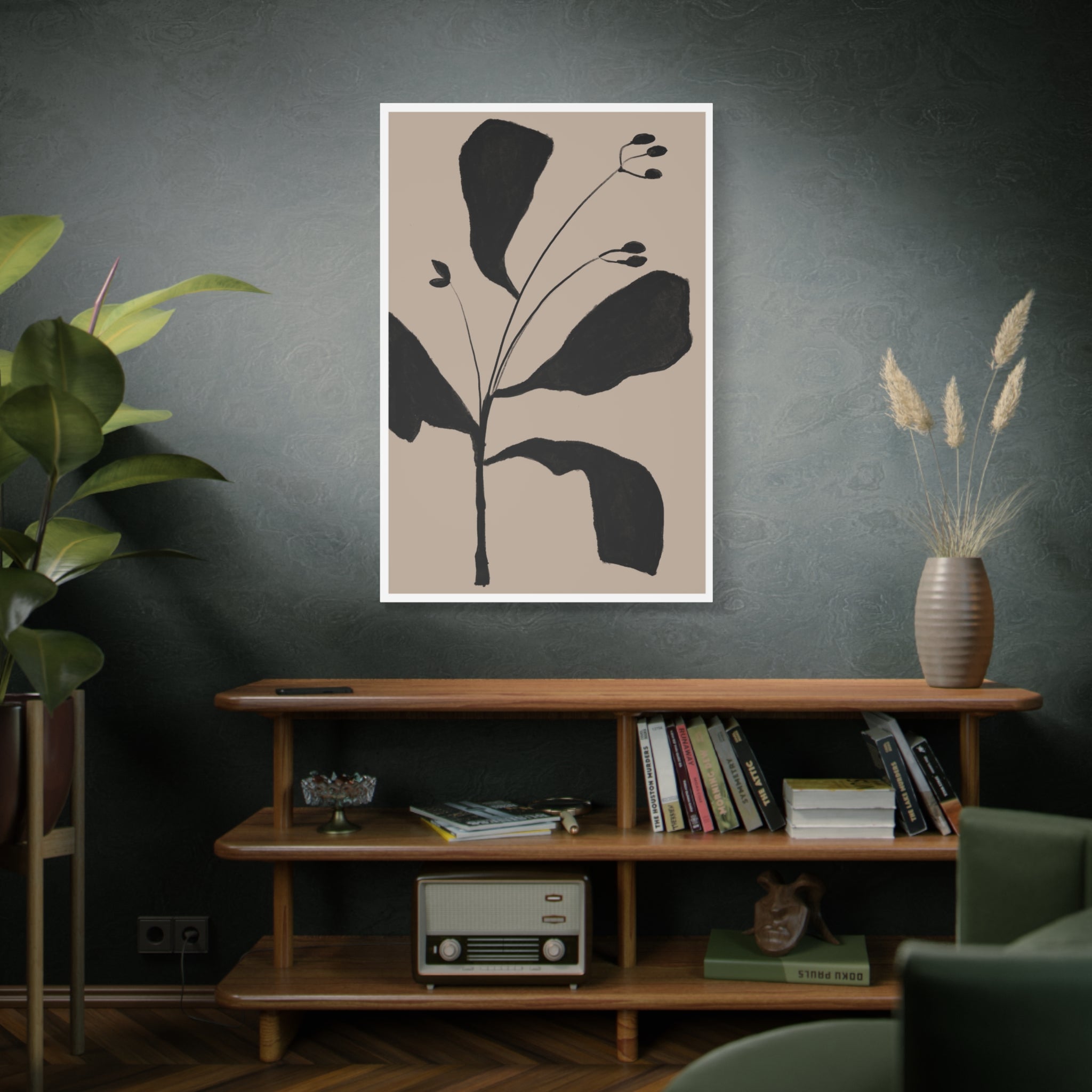 Noir Botanical Silence - Canvas