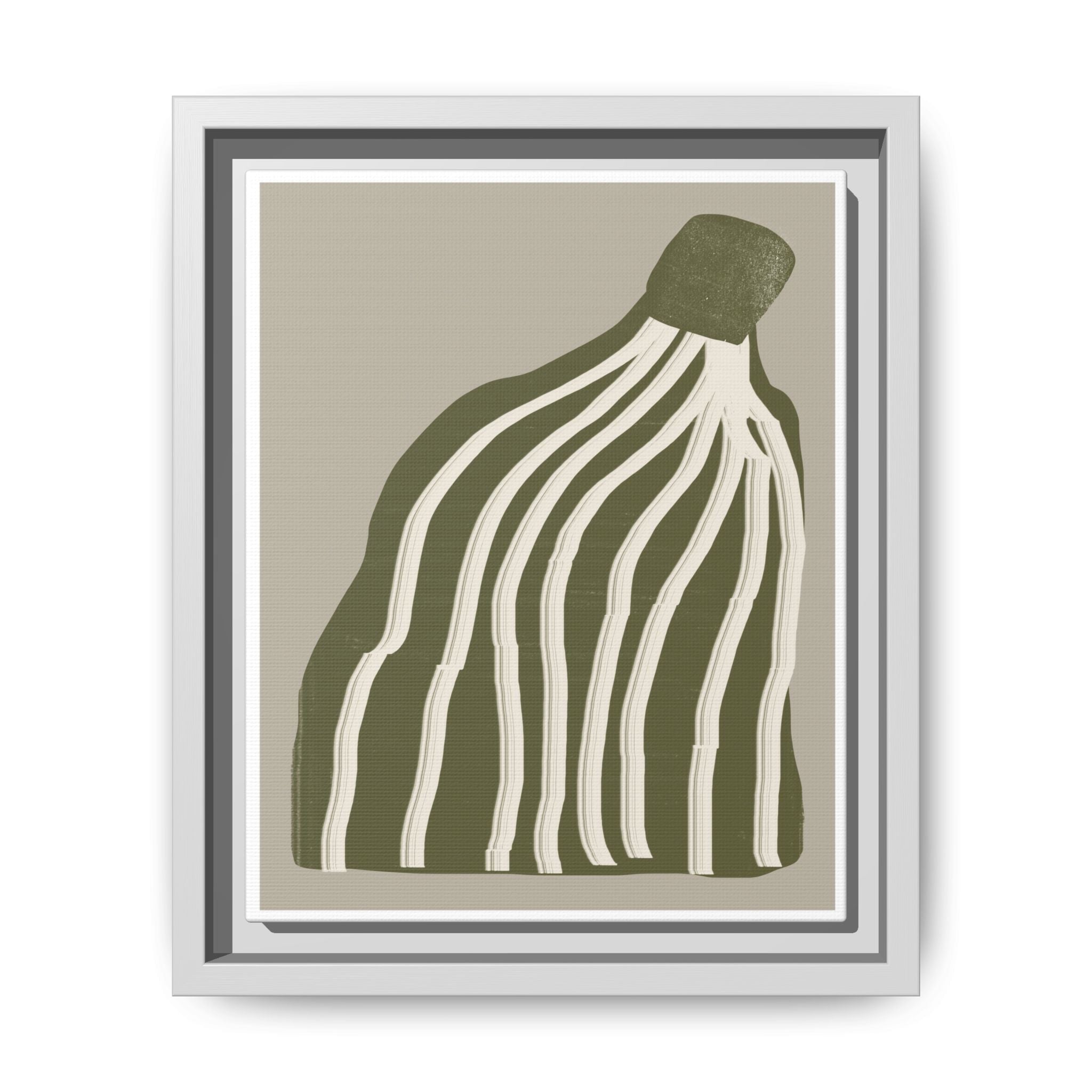 Olive Cascade Curves - Framed