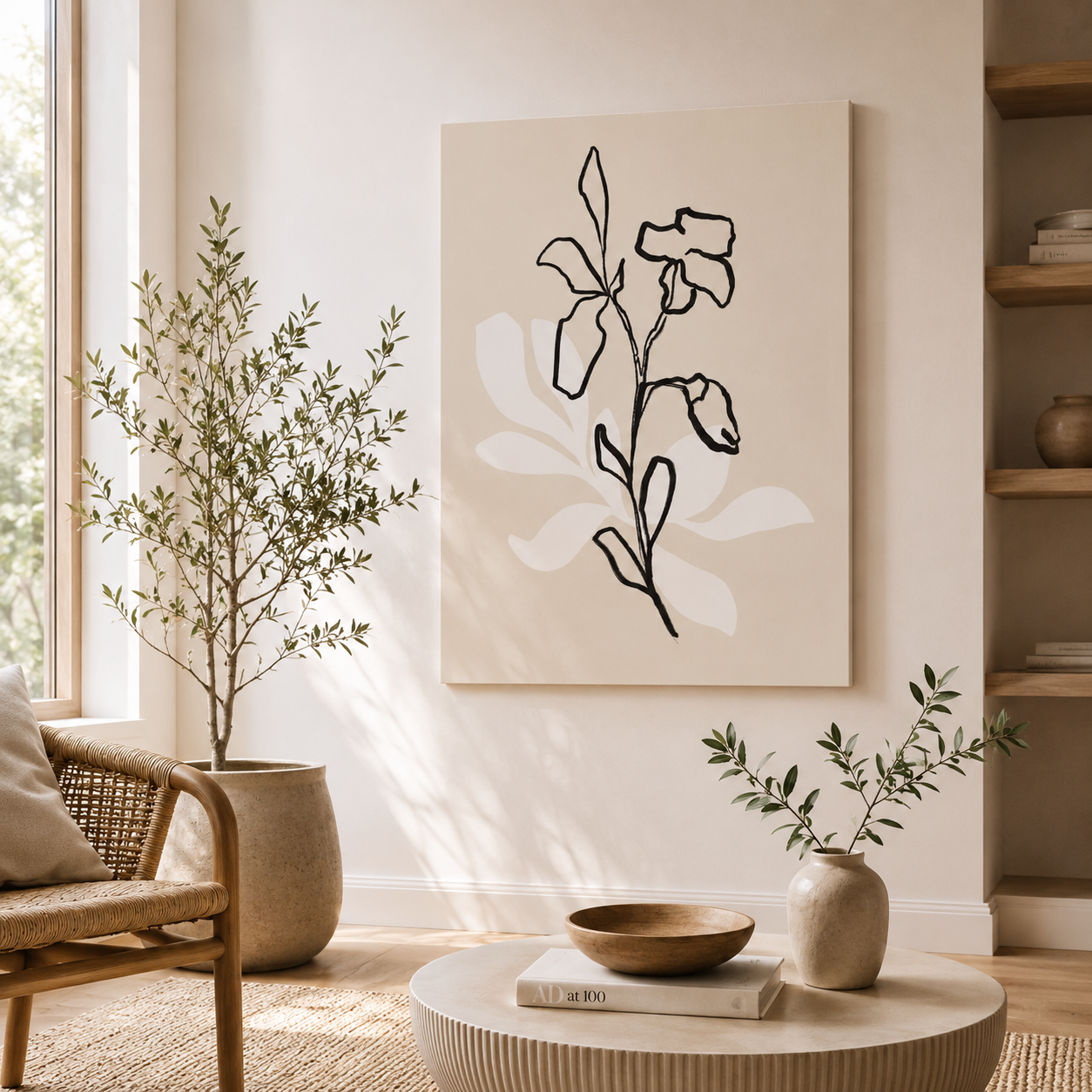 Ivory Bloom Whisper Lines - Poster