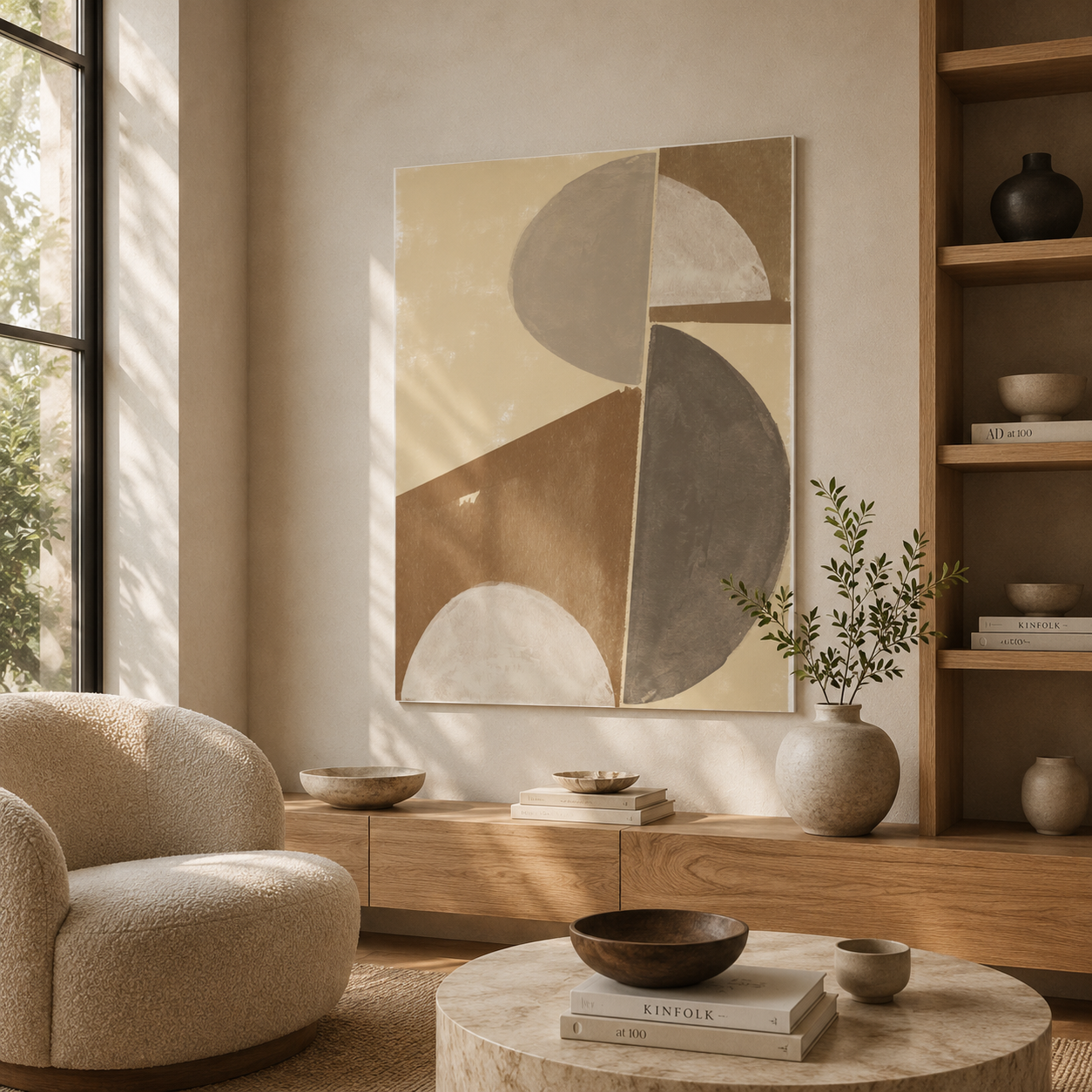 Desert Moon Geometry Echo - Canvas