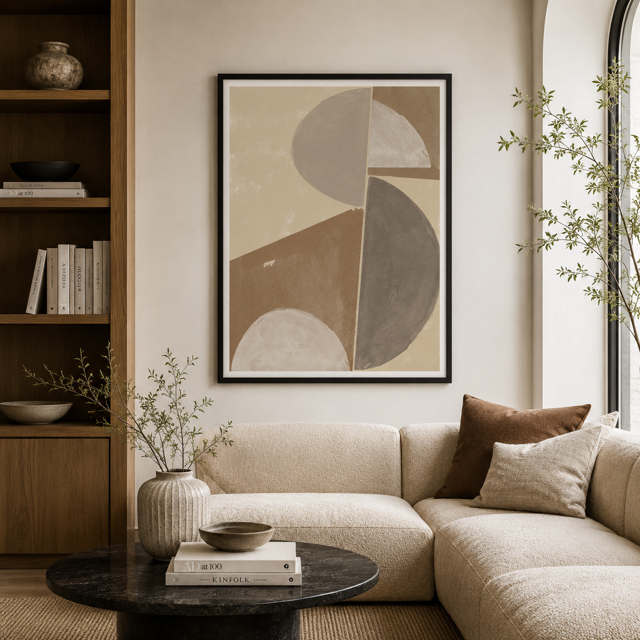 Desert Moon Geometry Echo - Framed