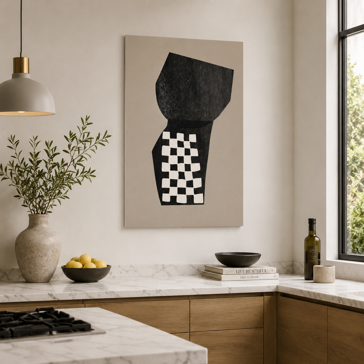 Noir Mosaic Form Balance - Canvas