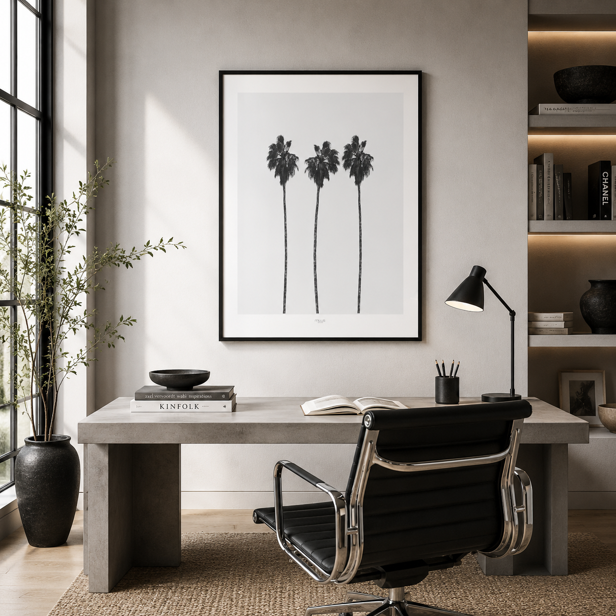 Silver Coast Palm Trio - Framed