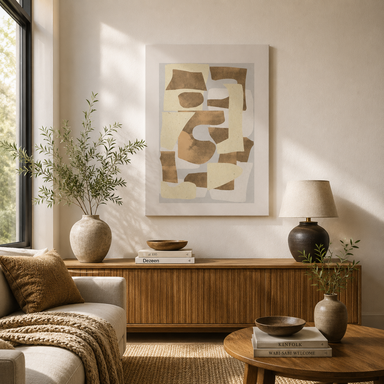 Sandstone Echo Collage Forms - Poster