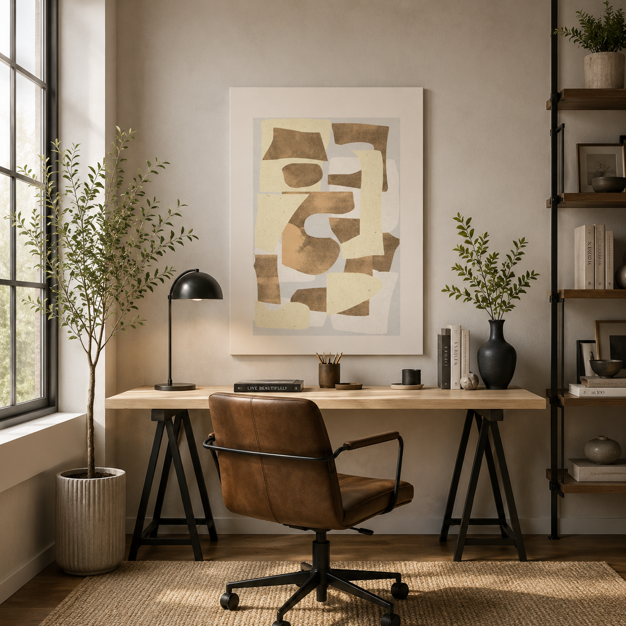 Sandstone Echo Collage Forms - Canvas