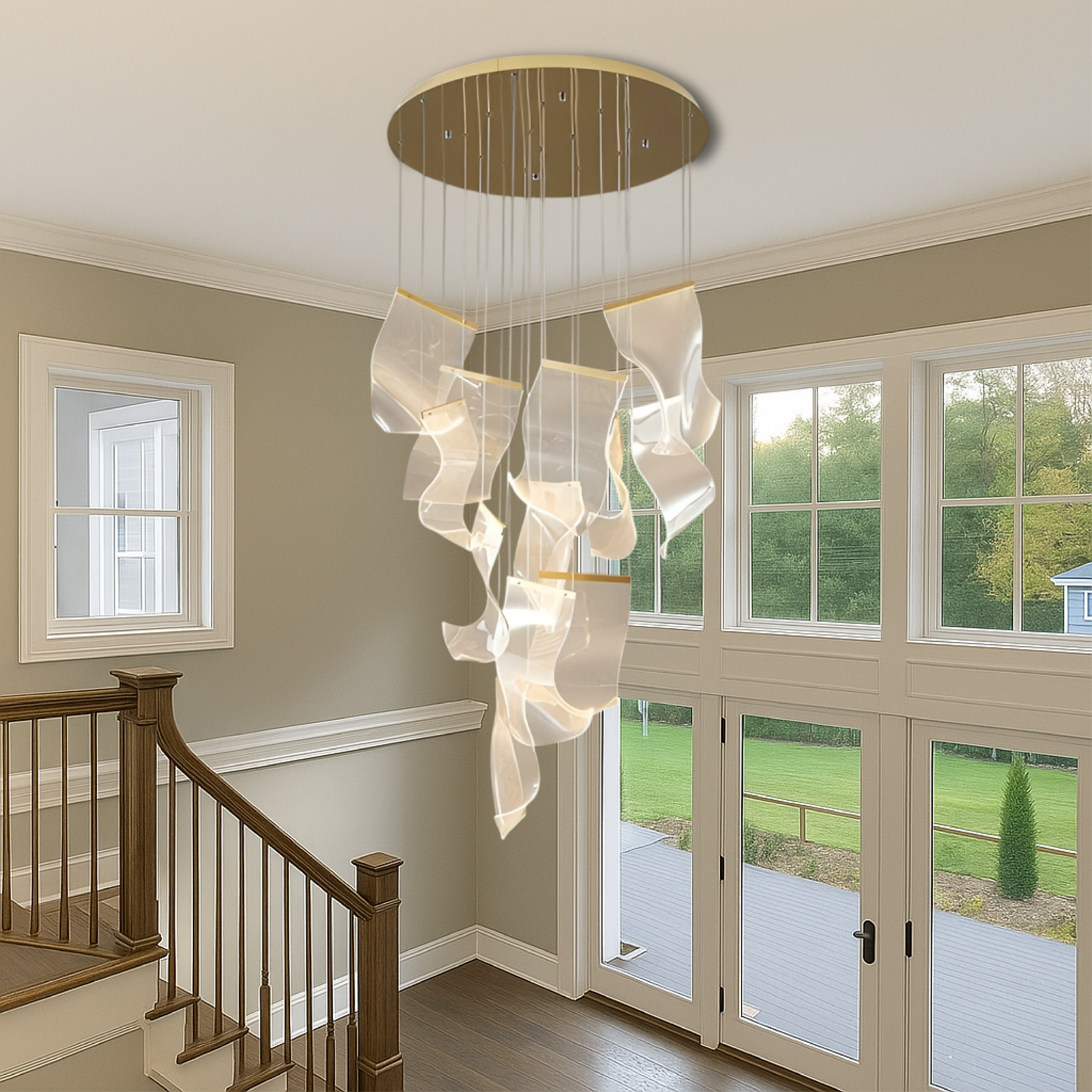 Acrylic Golden Staircase Chandelier