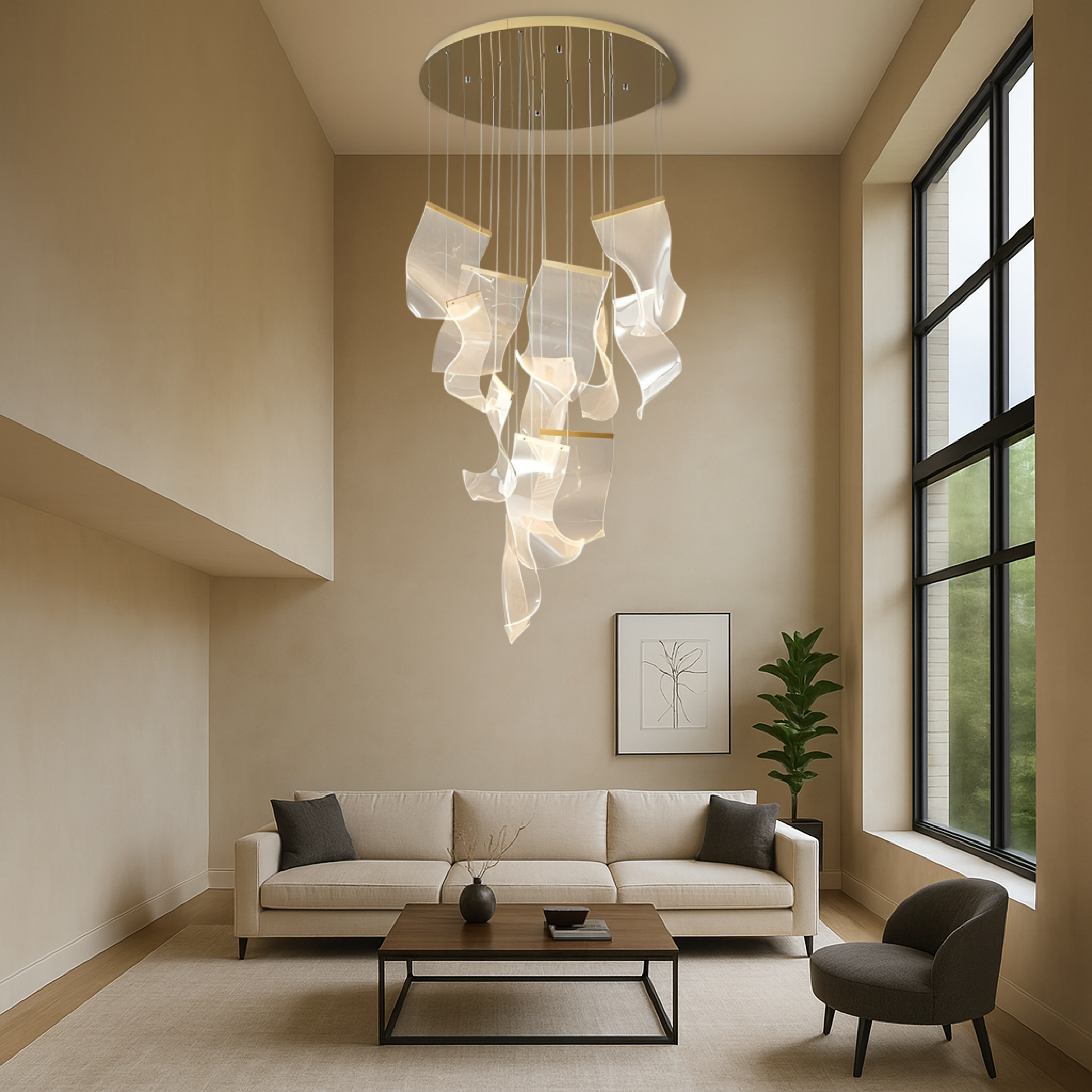 Acrylic Golden Staircase Chandelier