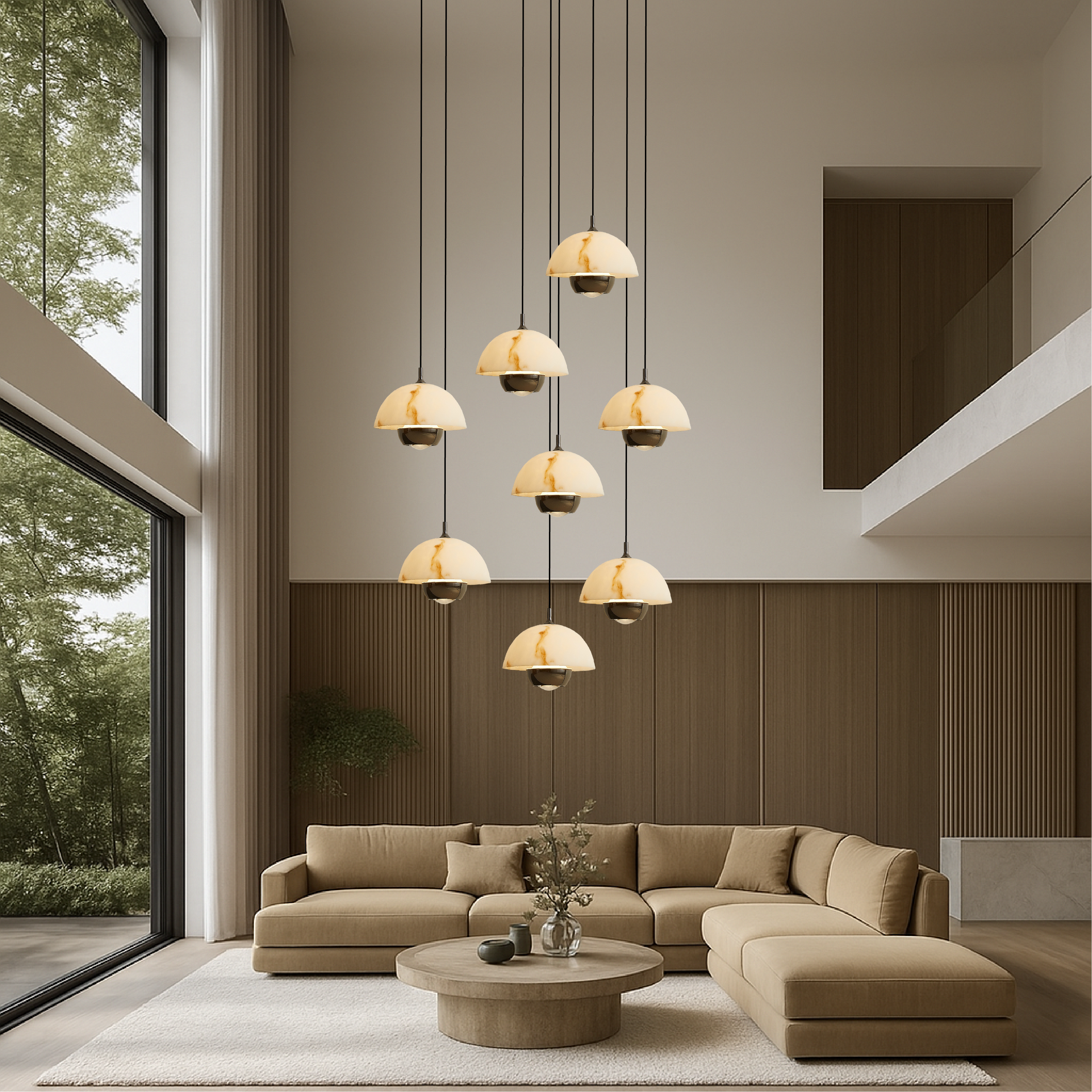 8 Heads Natural Marble Staircase Chandelier