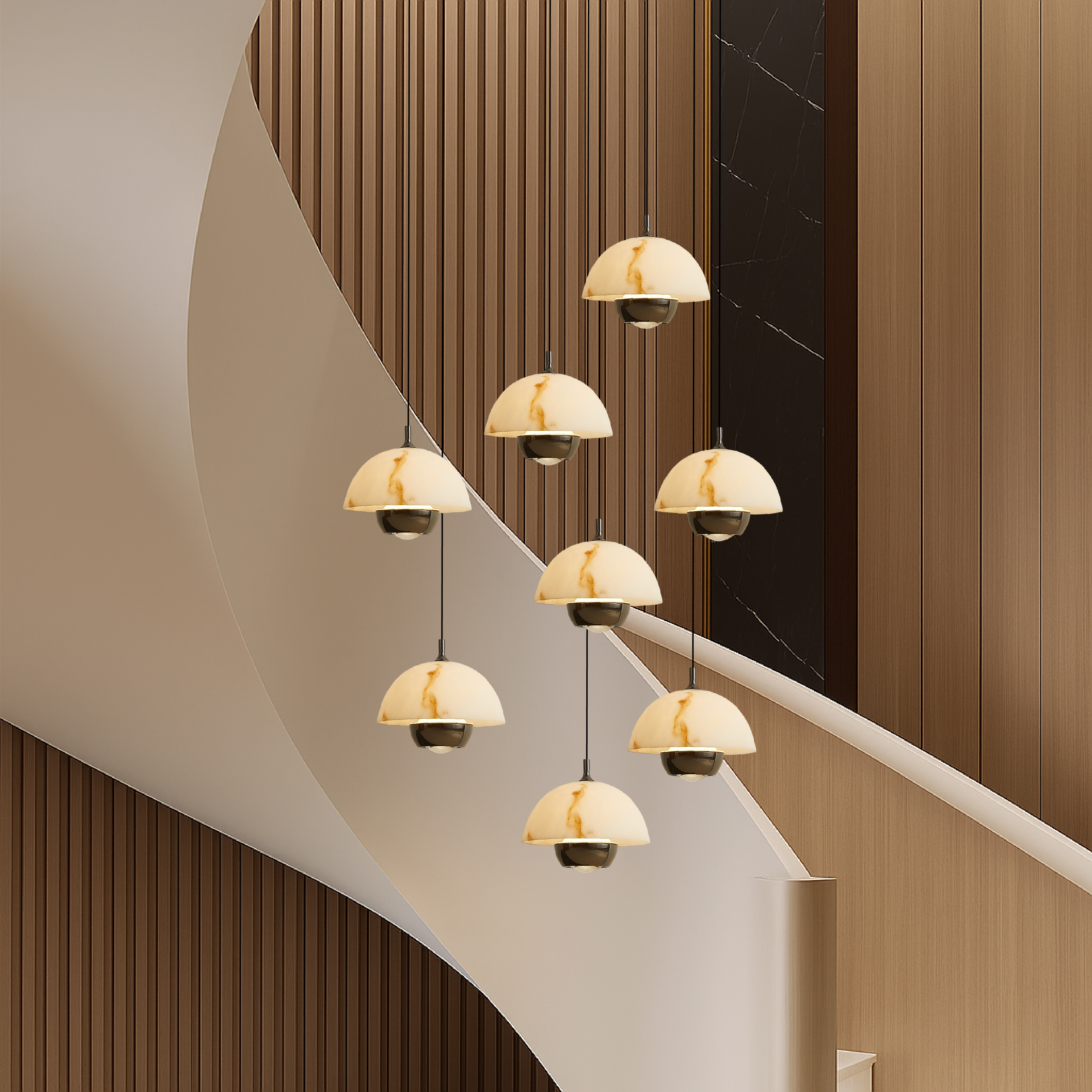 8 Heads Natural Marble Staircase Chandelier