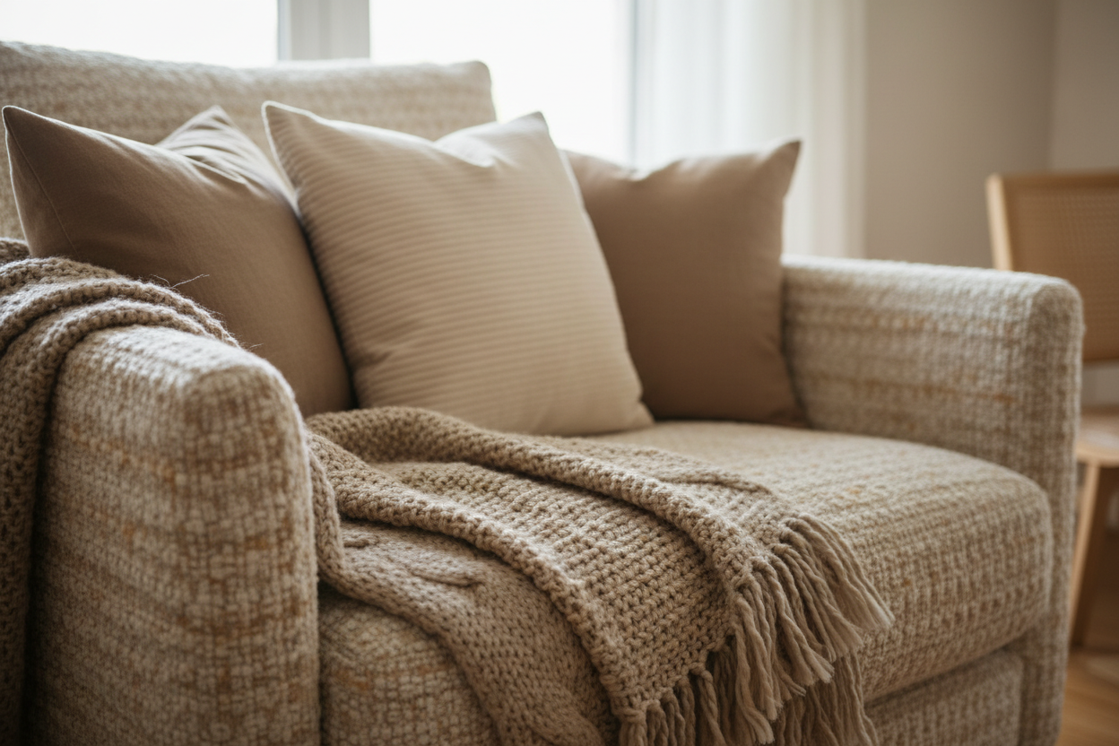 cosy furniture background close-ups