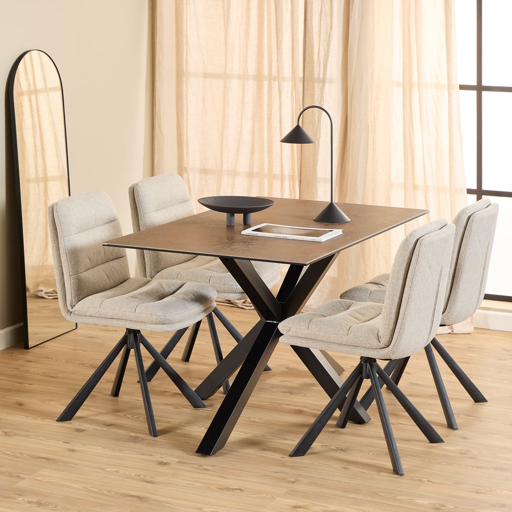 Dean Beige Swivel Dining Chair Set of 2