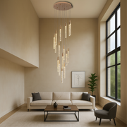 Golden Acrylic Staircase Chandelier