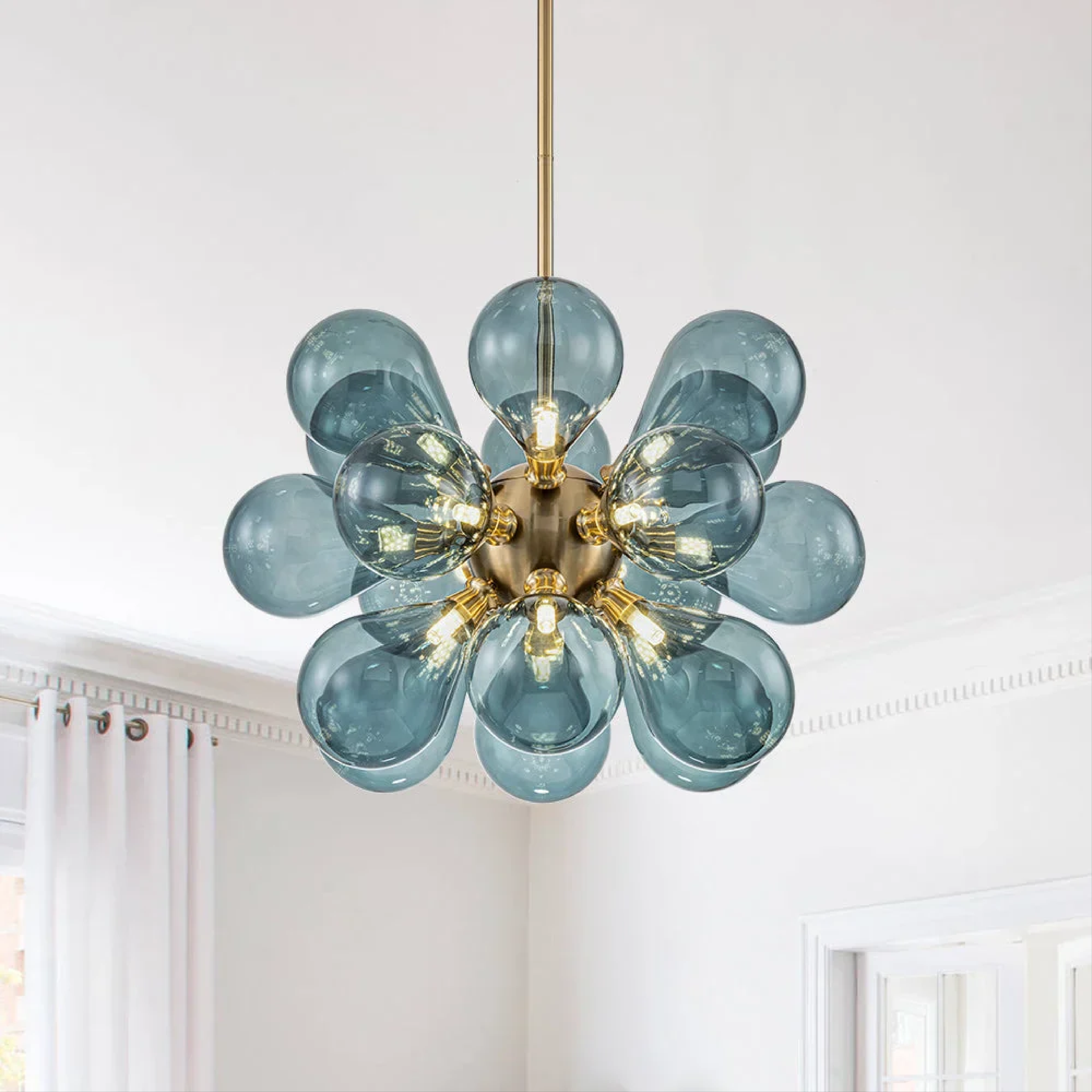Jarises Blue Glass Cluster Chandelier